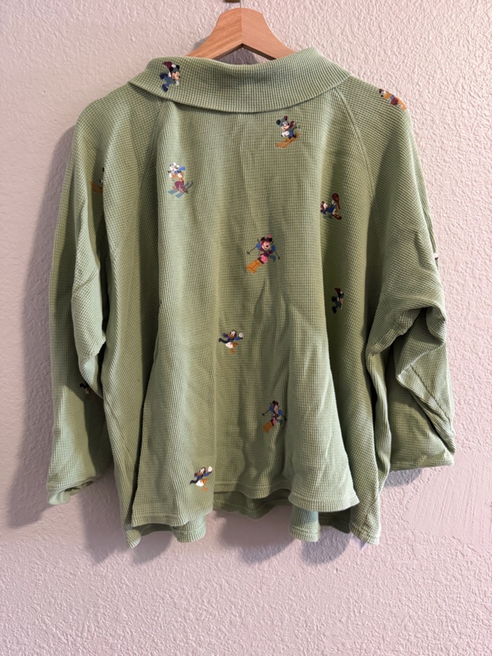 Light Green Disney Winter boxy women’s 1x Waffle Knit Top